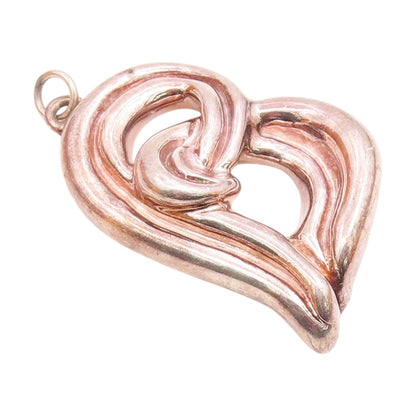 DESIGNER 925 Silver  Vintage Dark Tone Hollow Love Heart Pendant  PT19496