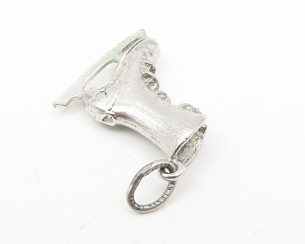 925 Sterling Silver  Vintage Shiny Petite Ice Skate Drop Pendant  PT8230