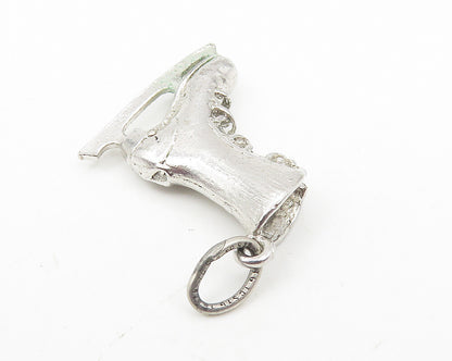 925 Sterling Silver  Vintage Shiny Petite Ice Skate Drop Pendant  PT8230