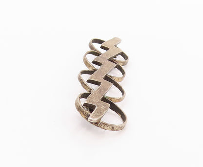 925 Sterling Silver Vintage Brooch Modernist Thunder & Rings Design BP11599