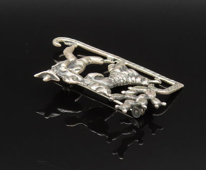 MEXICO 925 Silver  Vintage Men Carrying Bindle Across Desert Brooch Pin BP9749