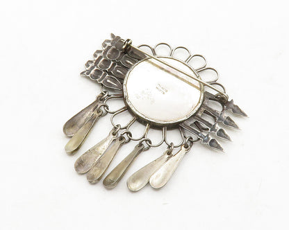 MEXICO 925 Silver  Vintage Cutout Design Floral Dangling Brooch Pin  BP4922