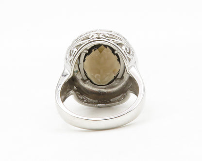 925 Sterling Silver  Smoky Topaz Baroque Swirl Cocktail Ring Sz 8  RG13898