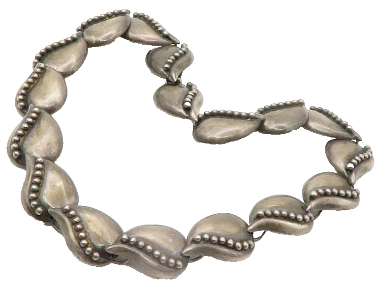 MEXICO 925 Sterling Silver  Vintage Dark Tone Floral Chain Necklace  NE2342