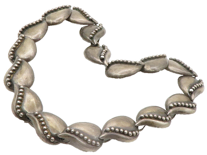 MEXICO 925 Sterling Silver  Vintage Dark Tone Floral Chain Necklace  NE2342