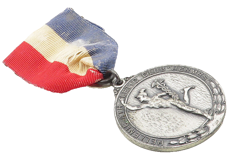 925 Sterling Silver  Vintage Antique Athletic Club Medal Brooch Pin  BP4067