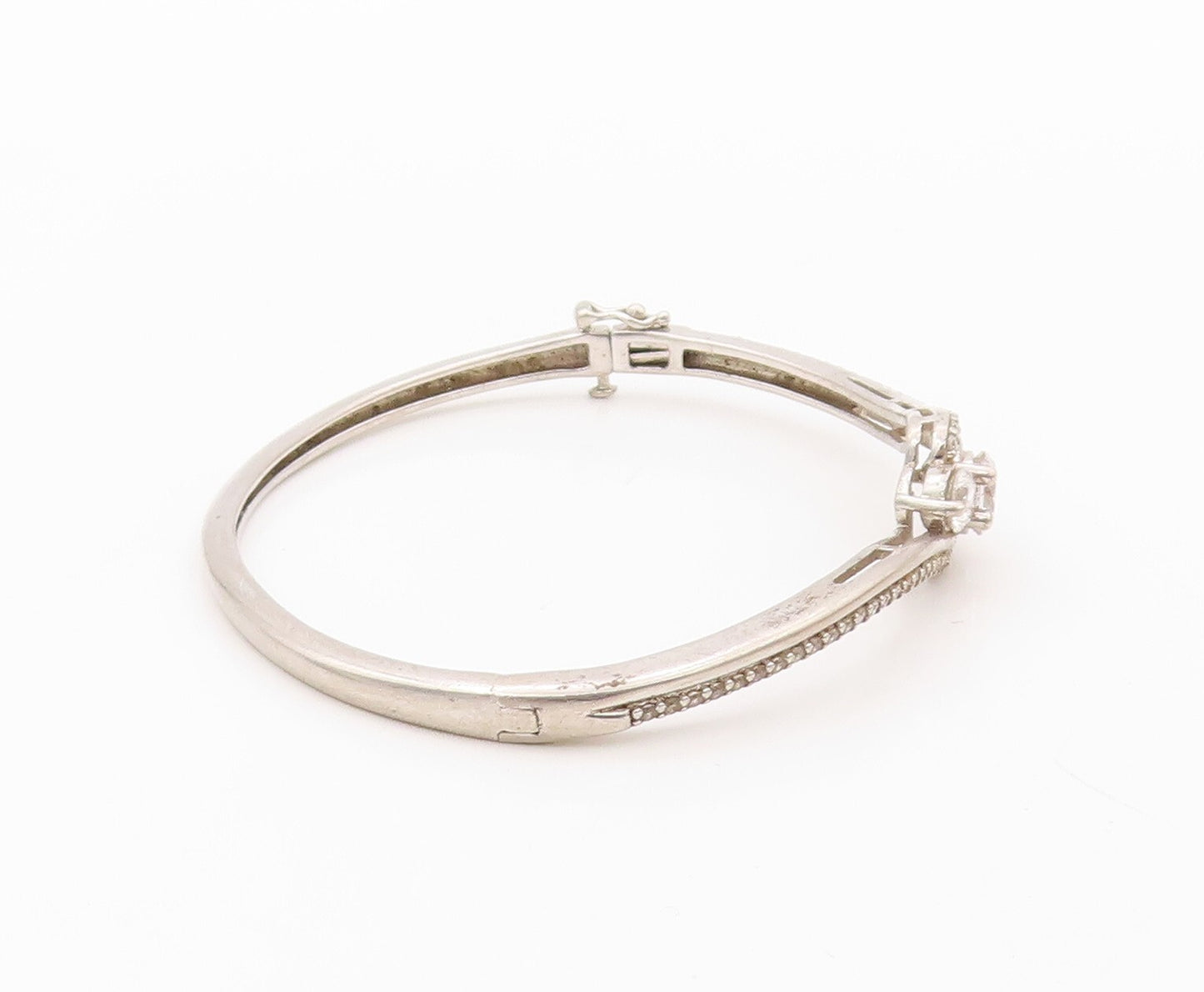 925 Sterling Silver Vintage Bracelet Swirl Designer Topaz Inlay Bangle  BT10809