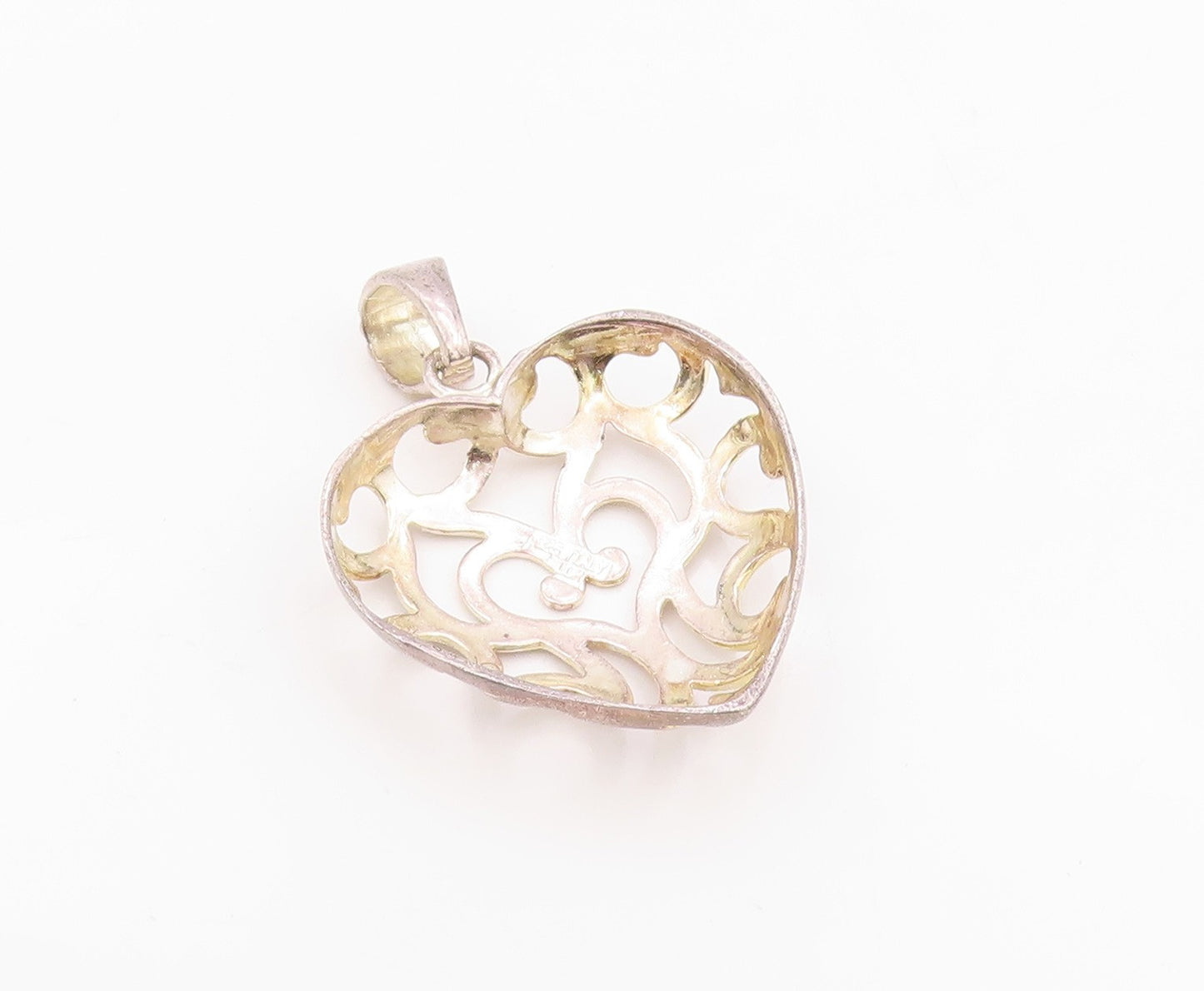 925 Sterling Silver Vintage Pendant MILOR Openwork Love Heart Charm  PT26315