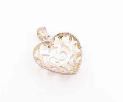 925 Sterling Silver Vintage Pendant MILOR Openwork Love Heart Charm  PT26315