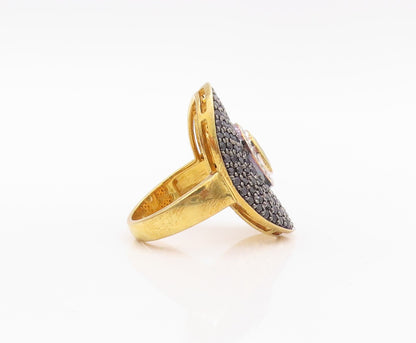 925 Sterling Silver Vintage Ring Gold Plate 2 Tone CZ & Spinel  Sz 7  RG30162