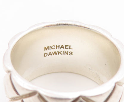 925 Sterling Silver Vintage Ring MICHAEL DAWKINS Quilted Band  Sz 6.5  RG34108