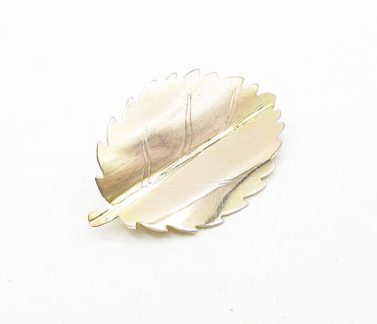 925 Sterling Silver  Vintage Polished Single Leaf Motif Brooch Pin  BP1449