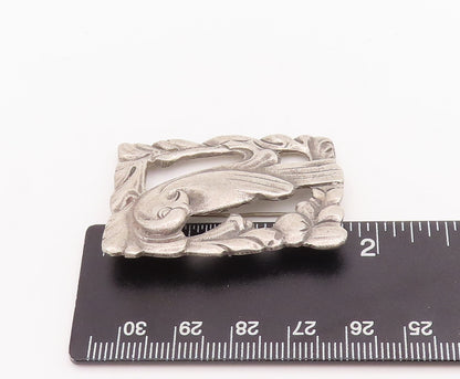925 Sterling Silver Vintage Brooch Pin Antique Floral Frame With Bird  BP11032
