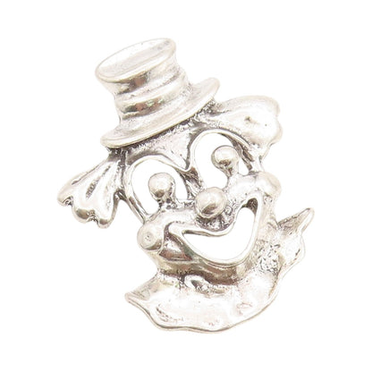 925 Sterling Silver Vintage Pendant Happy Joker Face Cutout  PT24377