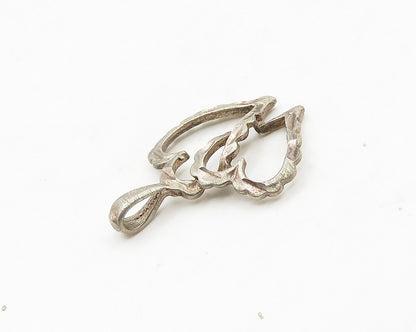 925 Sterling Silver  Vintage Shiny Diamond Cut Love Hearts Pendant  PT15219