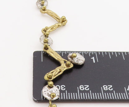 925 Sterling Silver Vintage Necklace Gold Plated ANNE DICK Brutalist Link NE4697