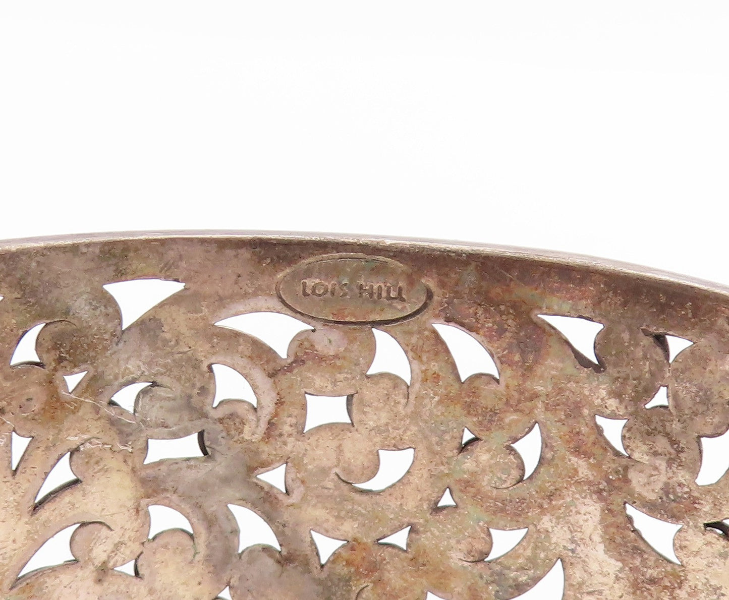 925 Sterling Silver Vintage Bracelet Lois Hill Beaded Scrollwork Cuff  BT11440