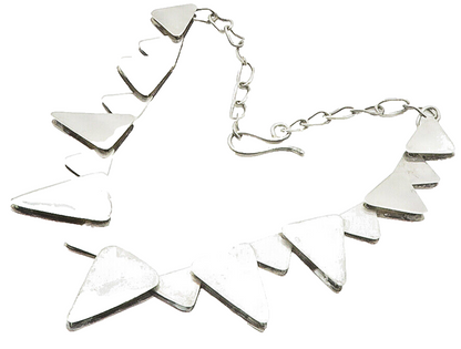 925 Sterling Silver  Vintage Shiny Smooth Triangle Link Chain Necklace  NE2555