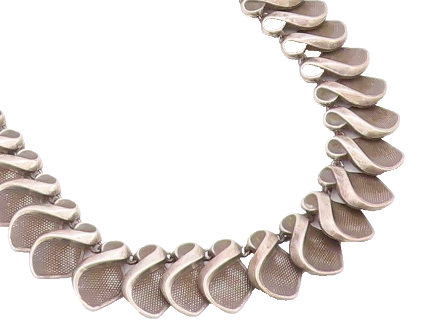 925 Sterling Silver Vintage Necklace DENMARK Dark Tone Designer Cut Band NE4500
