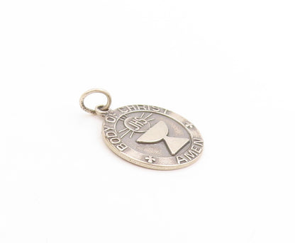 925 Sterling Silver Vintage Pendant Body Of Christ JHS Communion Medal  PT25117