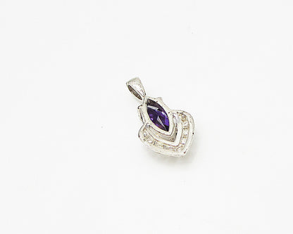 925 Sterling Silver  Faceted Amethyst Pebbled Drop Pendant  PT1998