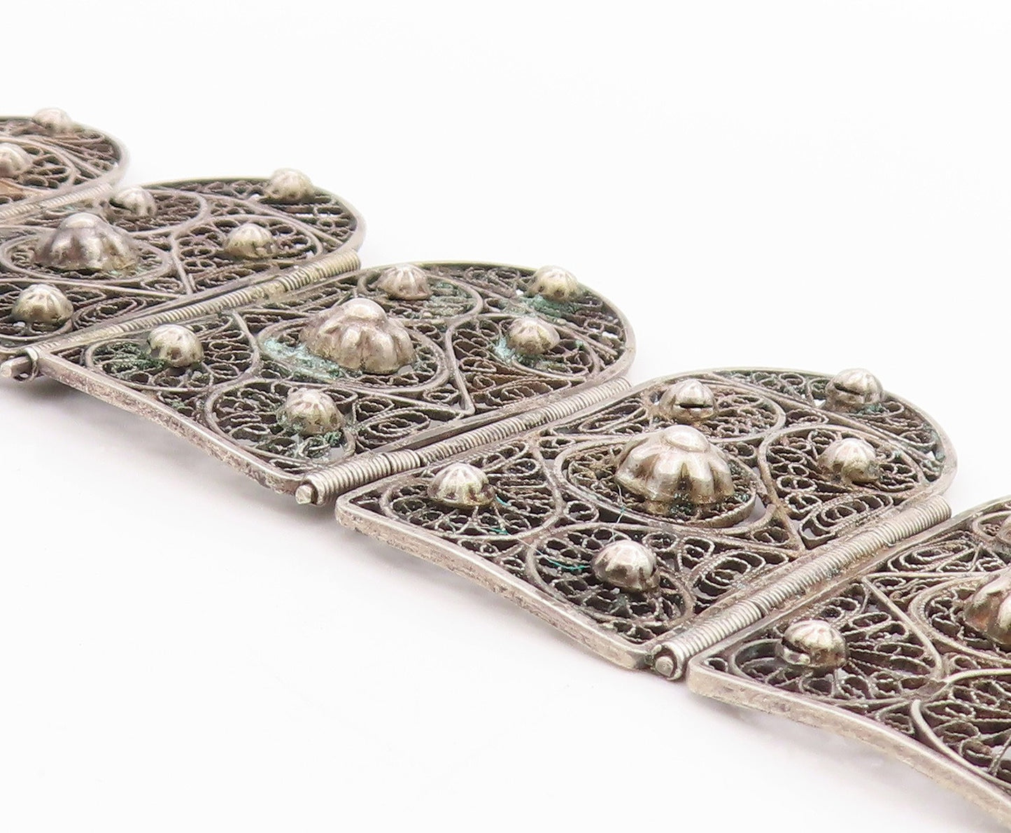925 Sterling Silver Vintage Bracelet Antique Floral Filigree Work  BT11331