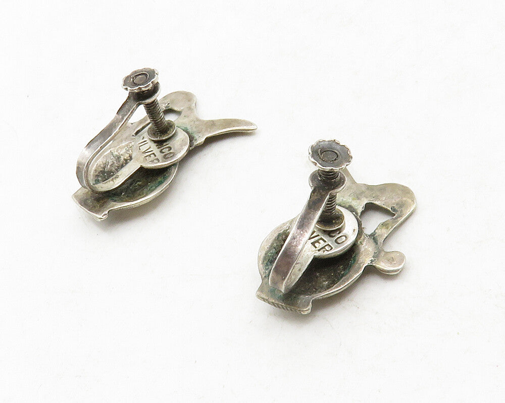 MEXICO 925 Sterling Silver  Vintage Antique Pitcher Non Pierce Earrings EG6648