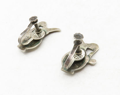 MEXICO 925 Sterling Silver  Vintage Antique Pitcher Non Pierce Earrings EG6648