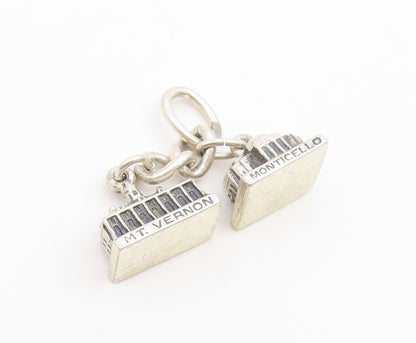925 Sterling Silver Vintage Pendant Mount Vernon & Jefferson Memorial  PT26622