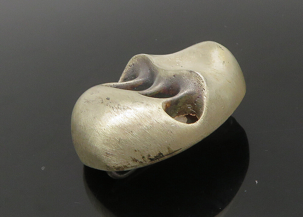 925 Sterling Silver Vintage Modernist Sculpted Matte Brooch Pin BP8859