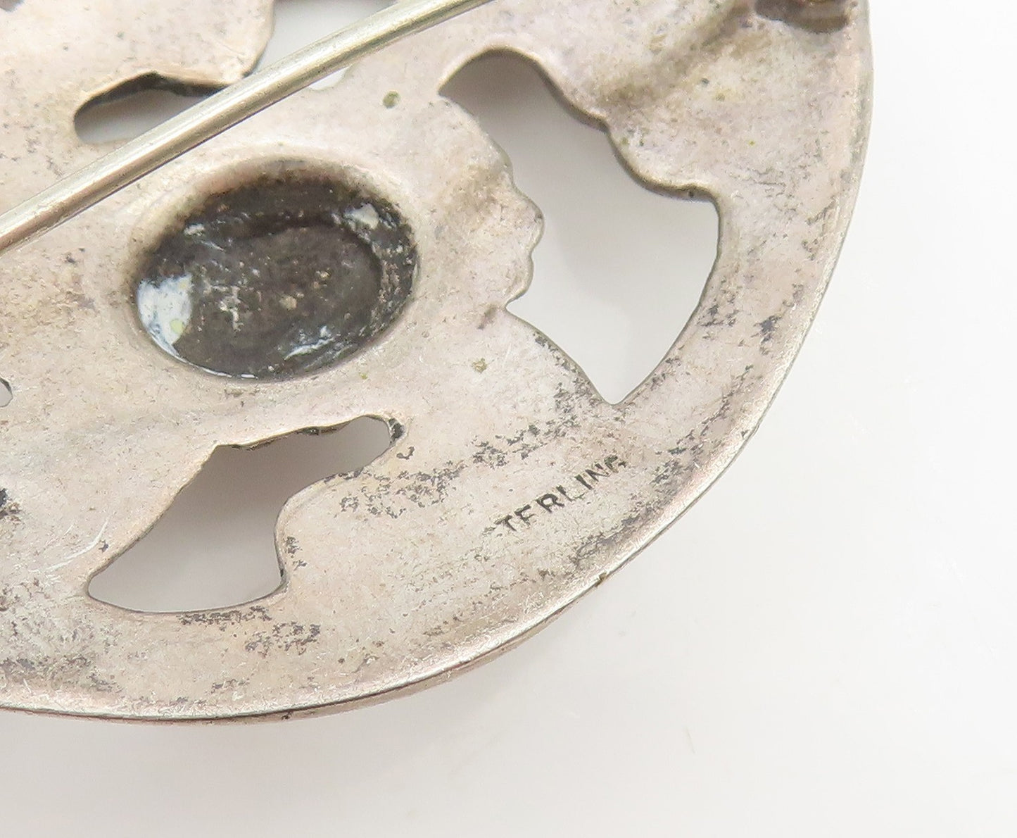 925 Sterling Silver Vintage Brooch Pin Antique Abstract Floral Design  BP12399