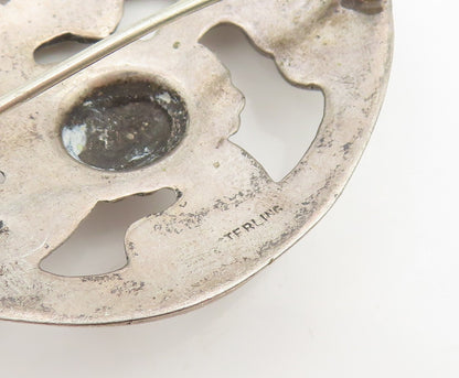 925 Sterling Silver Vintage Brooch Pin Antique Abstract Floral Design  BP12399