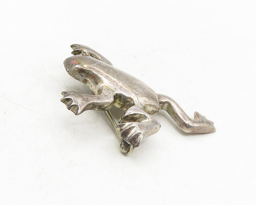 ZINA 925 Sterling Silver  Vintage Dark Tone Frog Motif Brooch Pin  BP3627