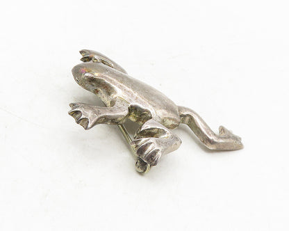 ZINA 925 Sterling Silver  Vintage Dark Tone Frog Motif Brooch Pin  BP3627