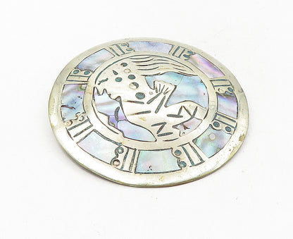 MEXICO 925 Sterling Silver  Vintage Abalone Traditional Brooch Pin  BP3484