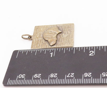 925 Sterling Silver Vintage Pendant Solid Carved Dogs Face  PT23525