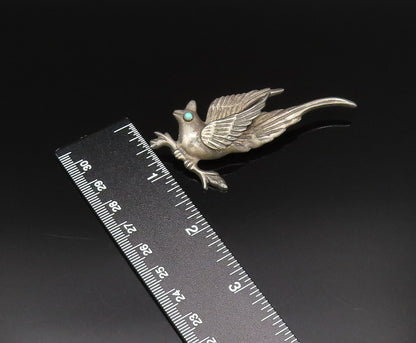 MEXICO 925 Silver  Vintage Antique Bird With Turquoise Eye Brooch Pin  BP9816