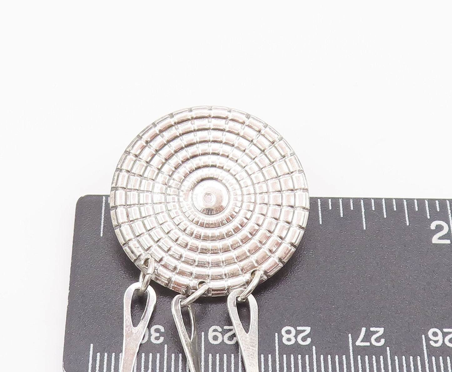 925 Sterling Silver Vintage Earrings MEXICO Solid Dart Board & Dangles EG12869