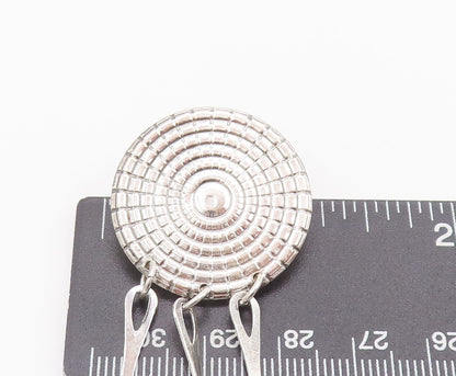 925 Sterling Silver Vintage Earrings MEXICO Solid Dart Board & Dangles EG12869