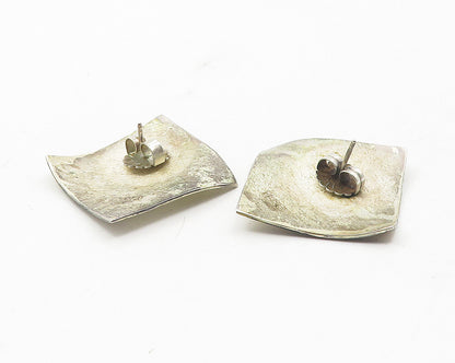 TERRI FOLTZ FOX 925 Silver  Vintage Modernist Pattern Drop Earrings  EG5955