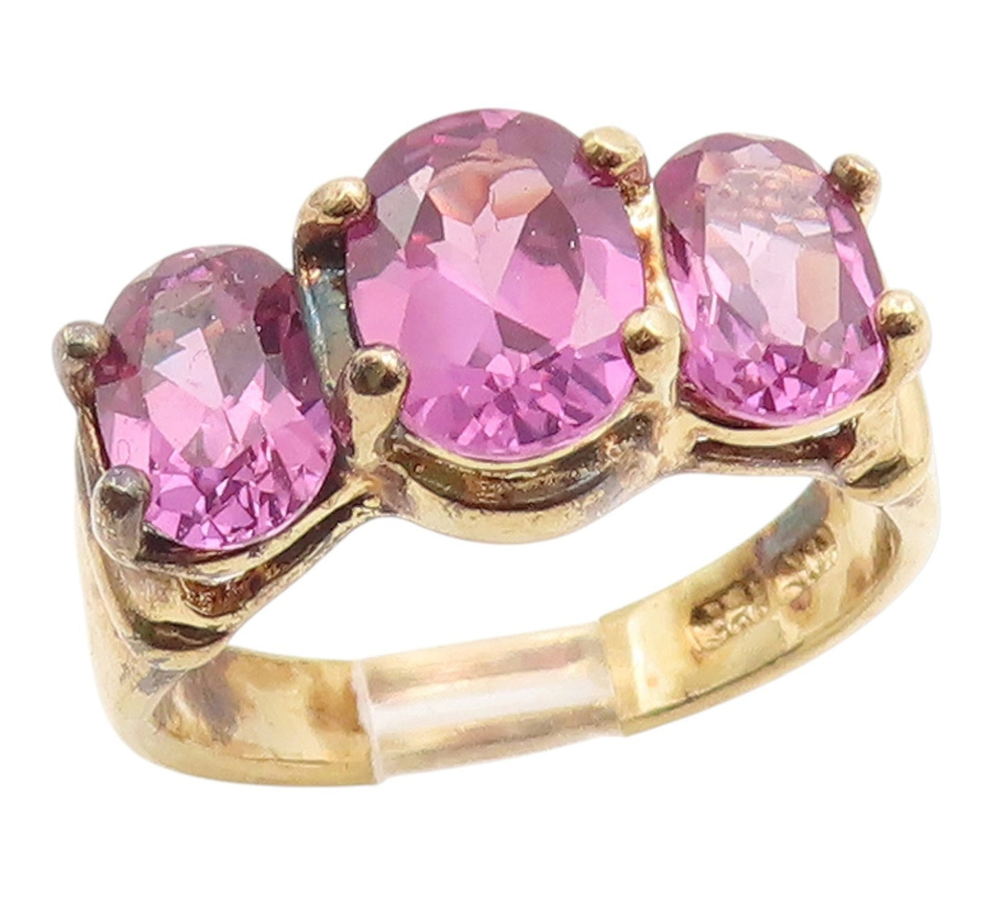925 Sterling Silver Vintage Ring Gold Plated Elegant Amethyst Band Sz 7 RG35386