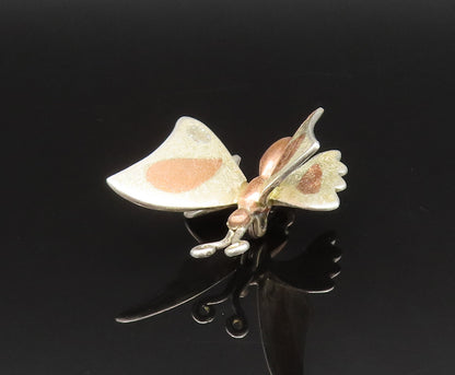 METALES CASADOS 925 Silver  Vintage Two Tone 3D Butterfly Brooch Pin  BP9654