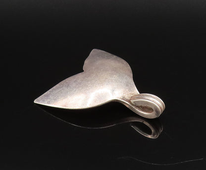 925 Sterling Silver  Vintage Minimalist Whale Tail Dome Pendant  PT21746