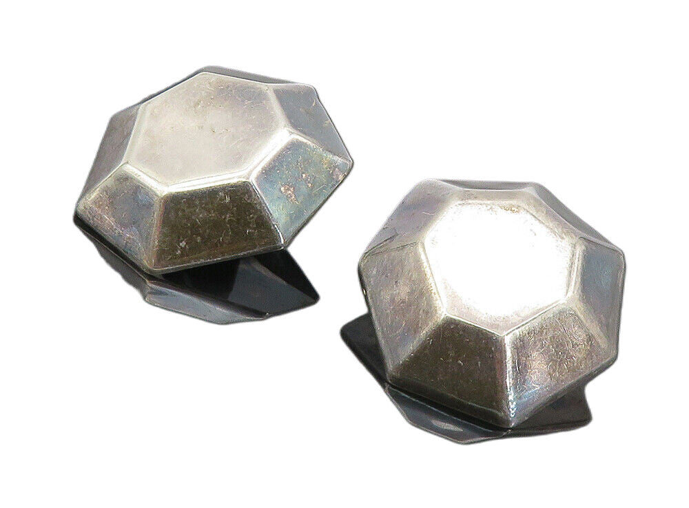 925 Sterling Silver  Vintage Dark Tone Geometric Non Pierce Earrings  EG4222