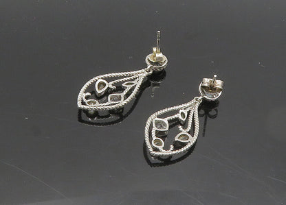 925 Silver  Vintage Shiny Topaz Peridot & Citrine Dangle Earrings  EG9799