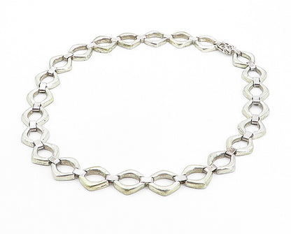 925 Sterling Silver  Vintage Smooth Open Hinge Link Chain Necklace  NE1336