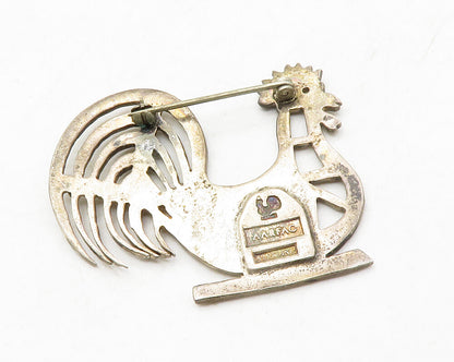 AARFAC 925 Sterling Silver  Vintage Dark Tone Rooster Motif Brooch Pin  BP5019