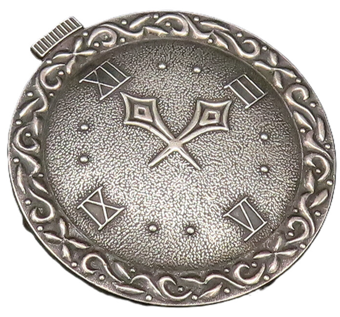 P&B 925 Silver  Vintage Antique Swirl Edge Wall Clock Brooch Pin  BP9977