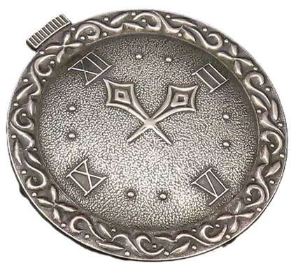 P&B 925 Silver  Vintage Antique Swirl Edge Wall Clock Brooch Pin  BP9977