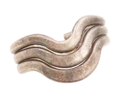 925 Sterling Silver Vintage Ring Minimalist Multi Wave Curvy Band  Sz 6  RG34047